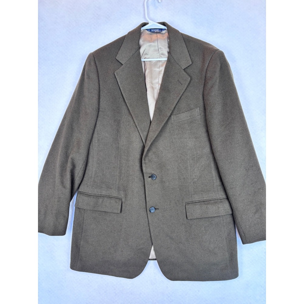 Polo Ralph Lauren 100% Camel Hair Blazer 42 Long Green Sport Coat USA Equestrian